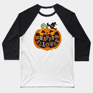 Big Smile Halloween Pumpkin Baseball T-Shirt